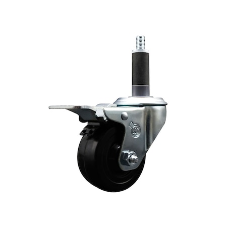 Service Caster 3'' Hard Rubber Swivel 1'' Expanding Stem Caster Total Lock Brake SCC-EXTTL20S314-HRS-1